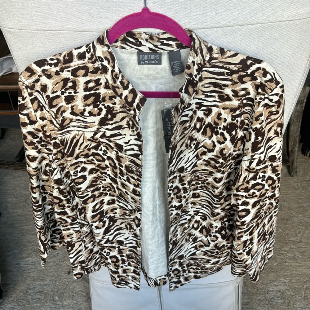 Additions by Chico’s. Animal print jacket size 2 brand new with tags.
